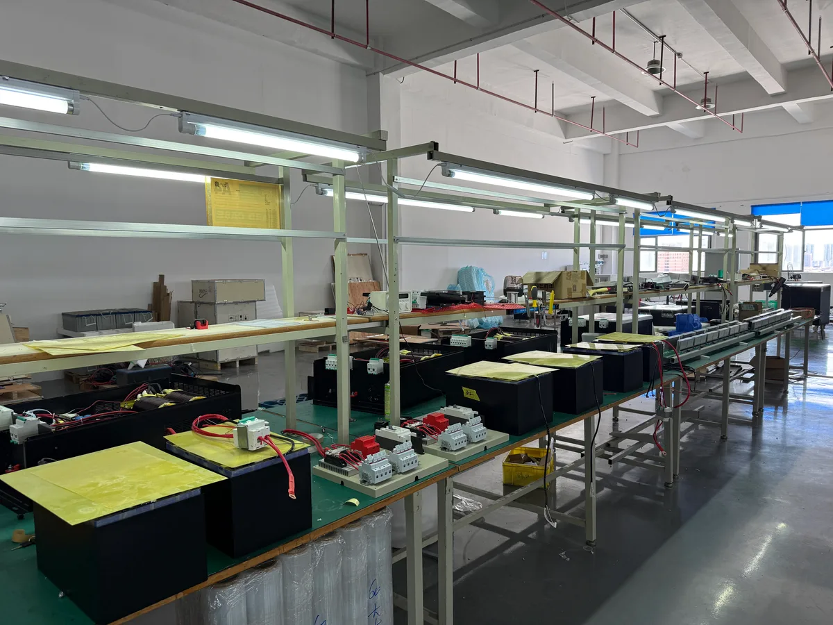 Solar inverter wiring and component assembly at the Witdriv factory