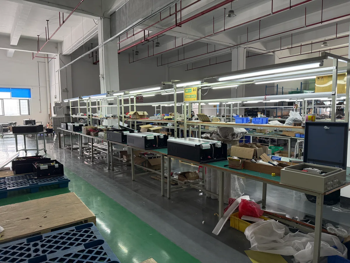 Solar inverter assembly workstations at the Witdriv factory